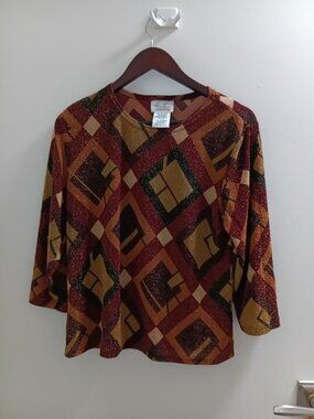 'Kathy Lee Collection", Long Sleeved Glitter, Ladies Top